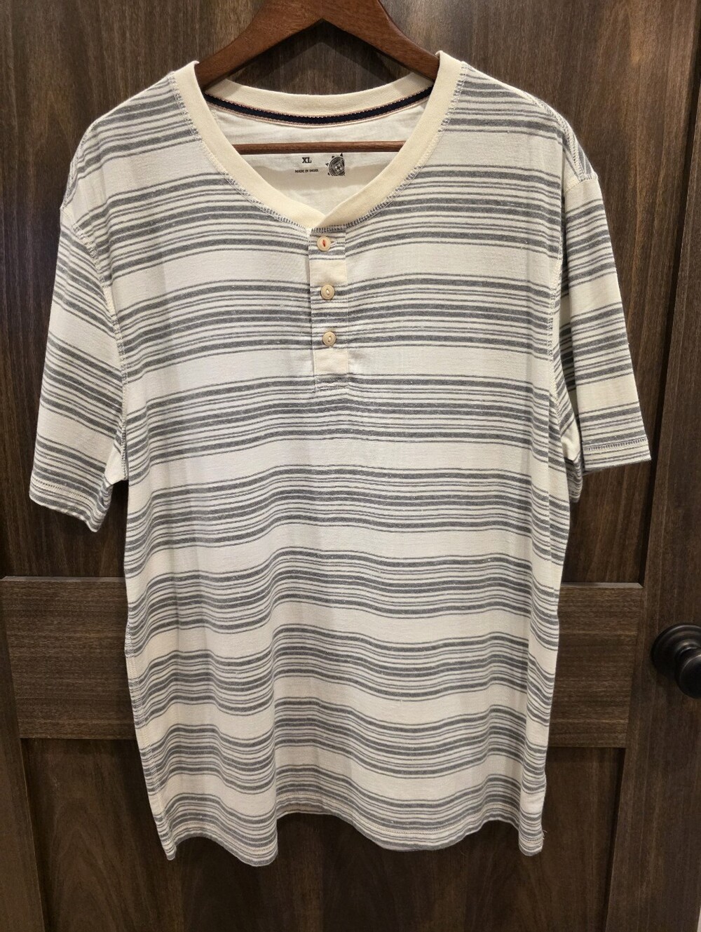 Ruff Hewn Men XL Striped 3 Button Short Sleeved Tee